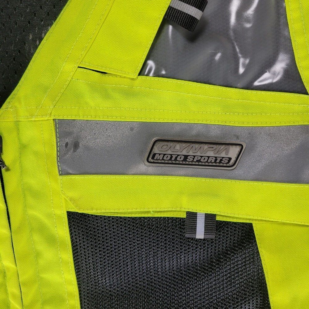 Olympia Moto Sports Reflective Neon Yellow Safety Vest Men's XL 2XL - Picture 3 of 14